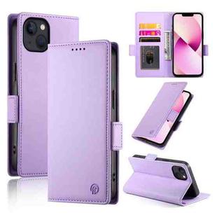 For iPhone 13 Side Buckle Magnetic Frosted Leather Phone Case(Purple)