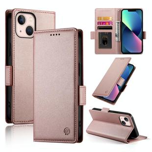 For iPhone 13 mini Side Buckle Magnetic Frosted Leather Phone Case(Rose Gold)