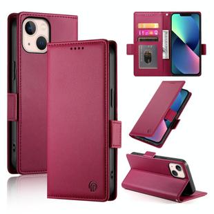 For iPhone 13 mini Side Buckle Magnetic Frosted Leather Phone Case(Wine Red)
