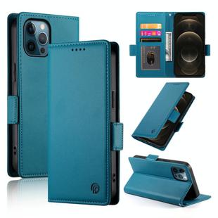 For iPhone 12 Pro Max Side Buckle Magnetic Frosted Leather Phone Case(Blue)