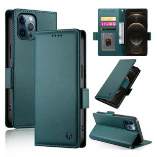 For iPhone 12 Pro Max Side Buckle Magnetic Frosted Leather Phone Case(Dark Green)
