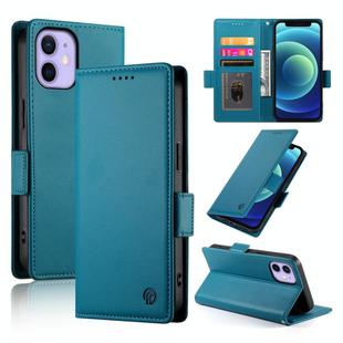 For iPhone 12 mini Side Buckle Magnetic Frosted Leather Phone Case(Blue)