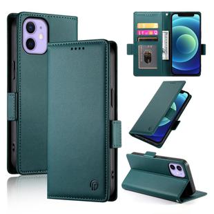 For iPhone 12 mini Side Buckle Magnetic Frosted Leather Phone Case(Dark Green)