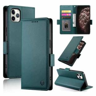 For iPhone 11 Pro Max Side Buckle Magnetic Frosted Leather Phone Case(Dark Green)