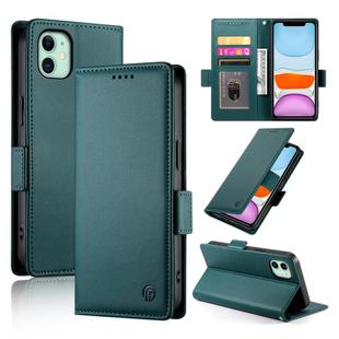 For iPhone 11 Side Buckle Magnetic Frosted Leather Phone Case(Dark Green)