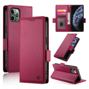 For iPhone 11 Pro Side Buckle Magnetic Frosted Leather Phone Case(Wine Red)