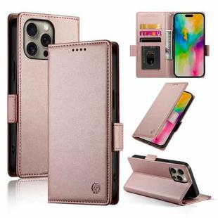 For iPhone 16 Pro Max Side Buckle Magnetic Frosted Leather Phone Case(Rose Gold)