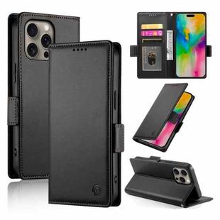 For iPhone 16 Pro Max Side Buckle Magnetic Frosted Leather Phone Case(Black)