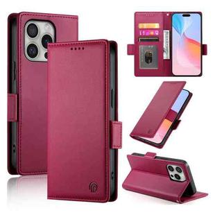 For iPhone 16 Pro Side Buckle Magnetic Frosted Leather Phone Case(Wine Red)