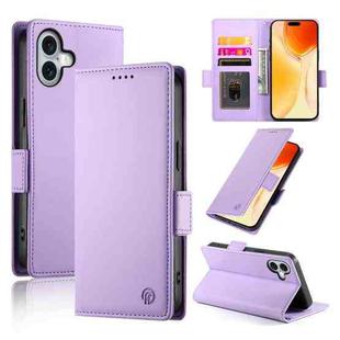 For iPhone 16 Plus Side Buckle Magnetic Frosted Leather Phone Case(Purple)