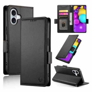 For iPhone 16 Side Buckle Magnetic Frosted Leather Phone Case(Black)