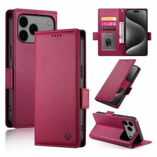 For iPhone 17 Pro Max Side Buckle Magnetic Frosted Leather Phone Case(Wine Red)