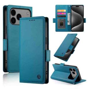 For iPhone 17 Pro Max Side Buckle Magnetic Frosted Leather Phone Case(Blue)