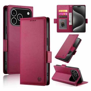 For iPhone 17 Pro Side Buckle Magnetic Frosted Leather Phone Case(Wine Red)