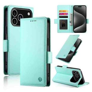 For iPhone 17 Pro Side Buckle Magnetic Frosted Leather Phone Case(Mint Green)