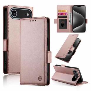 For iPhone 17 Air Side Buckle Magnetic Frosted Leather Phone Case(Rose Gold)