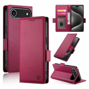 For iPhone 17 Air Side Buckle Magnetic Frosted Leather Phone Case(Wine Red)