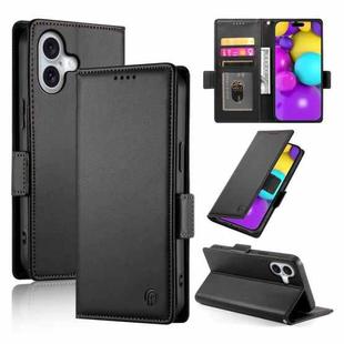 For iPhone 17 Side Buckle Magnetic Frosted Leather Phone Case(Black)