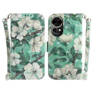 For Huawei nova 12 3D Colored Horizontal Flip Leather Phone Case(Watercolor Flower)