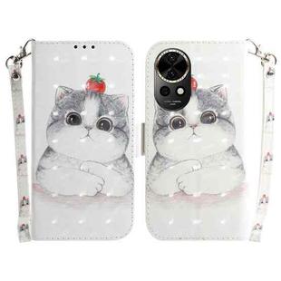 For Huawei nova 12 3D Colored Horizontal Flip Leather Phone Case(Cute Cat)