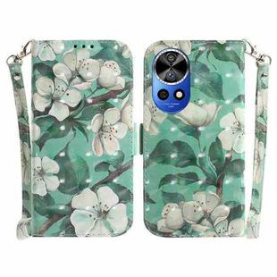 For Huawei nova 12 Pro 3D Colored Horizontal Flip Leather Phone Case(Watercolor Flower)