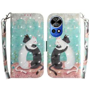 For Huawei nova 12 Ultra 3D Colored Horizontal Flip Leather Phone Case(Black White Cat)