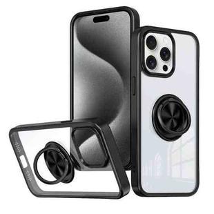 For iPhone 15 Pro Max Ring Holder PC Hybrid TPU Phone Case(Black)