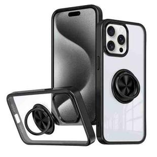 For iPhone 15 Pro Ring Holder PC Hybrid TPU Phone Case(Black)