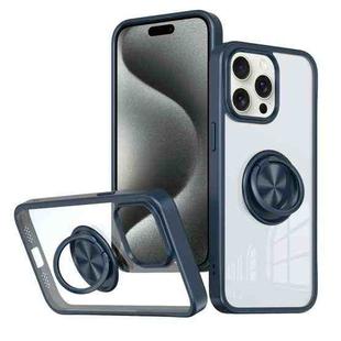 For iPhone 15 Pro Ring Holder PC Hybrid TPU Phone Case(Blue)