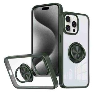 For iPhone 15 Pro Ring Holder PC Hybrid TPU Phone Case(Green)