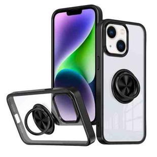 For iPhone 14 Plus Ring Holder PC Hybrid TPU Phone Case(Black)