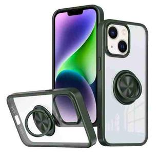 For iPhone 14 Plus Ring Holder PC Hybrid TPU Phone Case(Green)