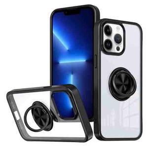 For iPhone 13 Pro Ring Holder PC Hybrid TPU Phone Case(Black)