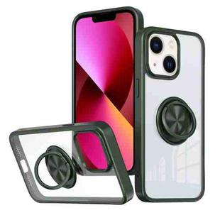 For iPhone 13 Ring Holder PC Hybrid TPU Phone Case(Green)
