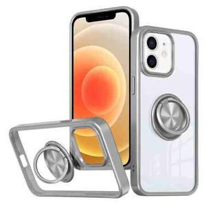 For iPhone 12 Ring Holder PC Hybrid TPU Phone Case(Grey)