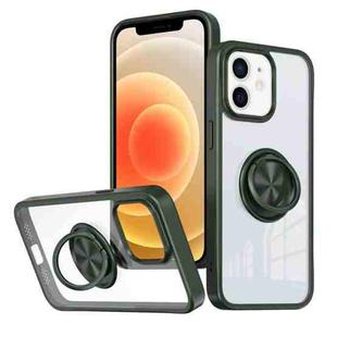 For iPhone 12 Ring Holder PC Hybrid TPU Phone Case(Green)