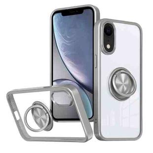 For iPhone XR Ring Holder PC Hybrid TPU Phone Case(Grey)