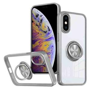 For iPhone XS Max Ring Holder PC Hybrid TPU Phone Case(Grey)