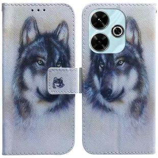 For Xiaomi Redmi 13 4G Coloured Drawing Flip Leather Phone Case(White Wolf)