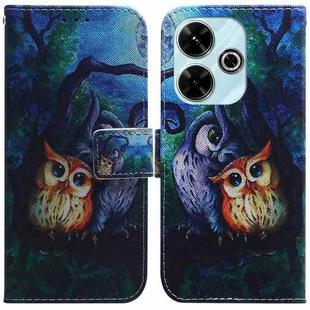 For Xiaomi Redmi 13 4G Coloured Drawing Flip Leather Phone Case(Oil Painting Owl)