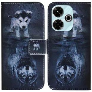For Xiaomi Redmi 13 4G Coloured Drawing Flip Leather Phone Case(Wolf and Dog)