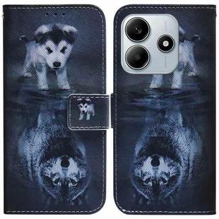 For Redmi Note 14 5G Coloured Drawing Flip Leather Phone Case(Wolf and Dog)