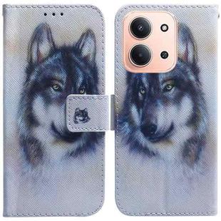 For Redmi 15C 4G 173.1mm / 15C 5G 173.1mm Coloured Drawing Flip Leather Phone Case(White Wolf)