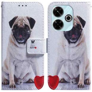For Xiaomi Poco M6 4G Coloured Drawing Flip Leather Phone Case(Pug)