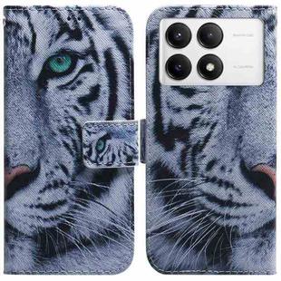 For Xiaomi Poco F6 Pro Coloured Drawing Flip Leather Phone Case(Tiger)