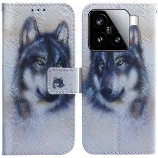 For Xiaomi 15 Coloured Drawing Flip Leather Phone Case(White Wolf)