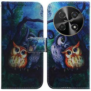 For Huawei nova 12i 4G Global Coloured Drawing Flip Leather Phone Case(Oil Painting Owl)