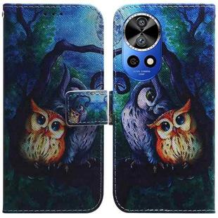 For Huawei nova 12 Ultra Coloured Drawing Flip Leather Phone Case(Oil Painting Owl)