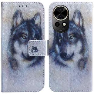 For Huawei nova 12 Coloured Drawing Flip Leather Phone Case(White Wolf)