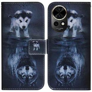 For Huawei nova 12 Coloured Drawing Flip Leather Phone Case(Wolf and Dog)